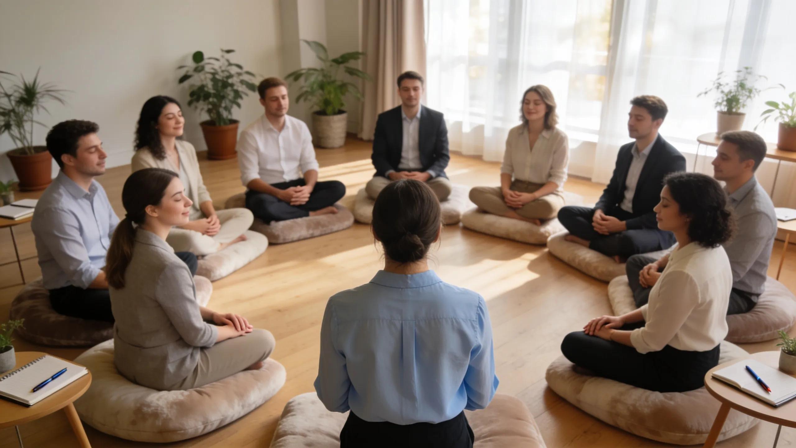 Leadership workshop focusing on emotional intelligence and mindfulness techniques