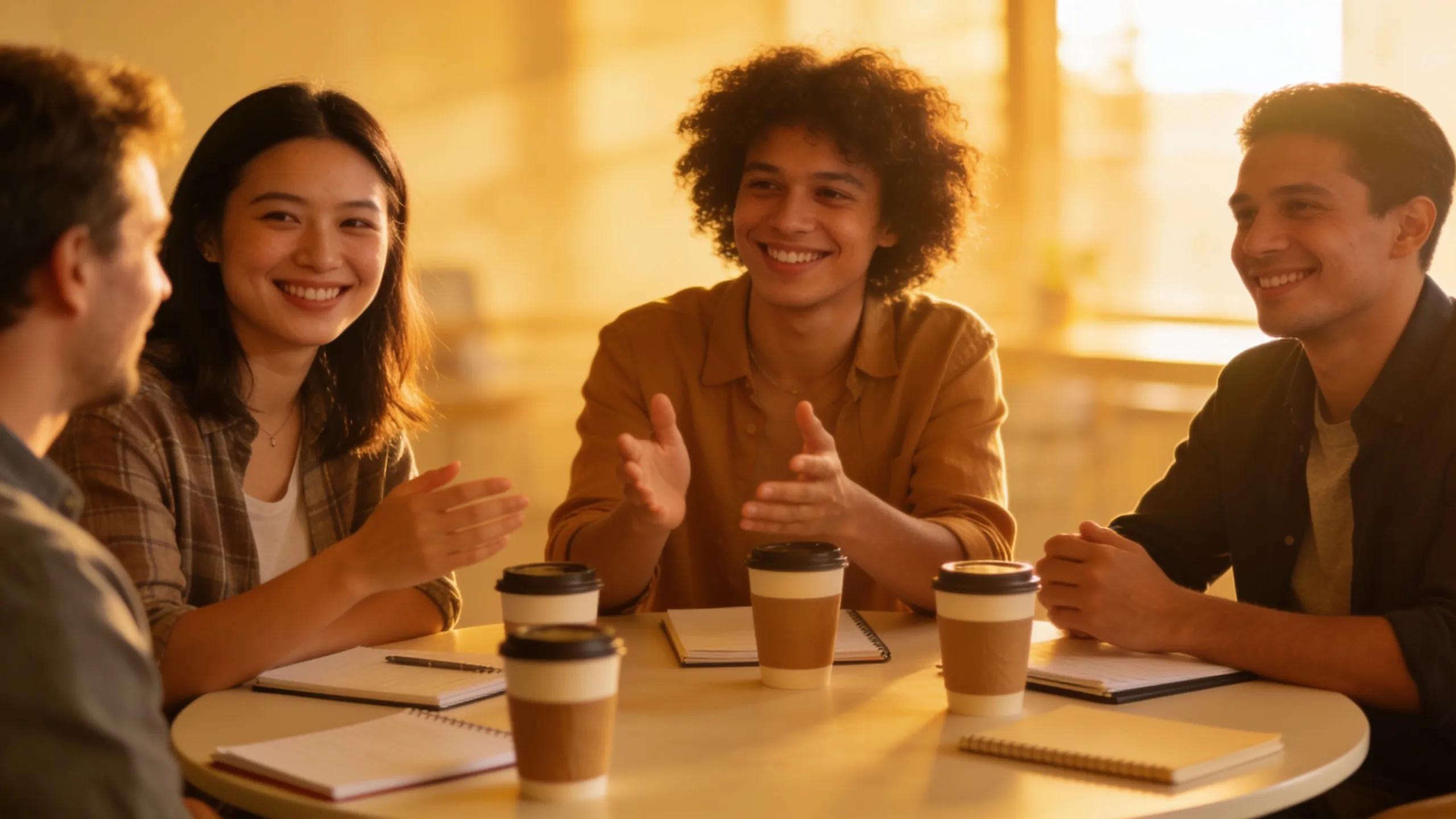 Team members discussing psychological safety in a meeting &mdash; open, respectful conversation