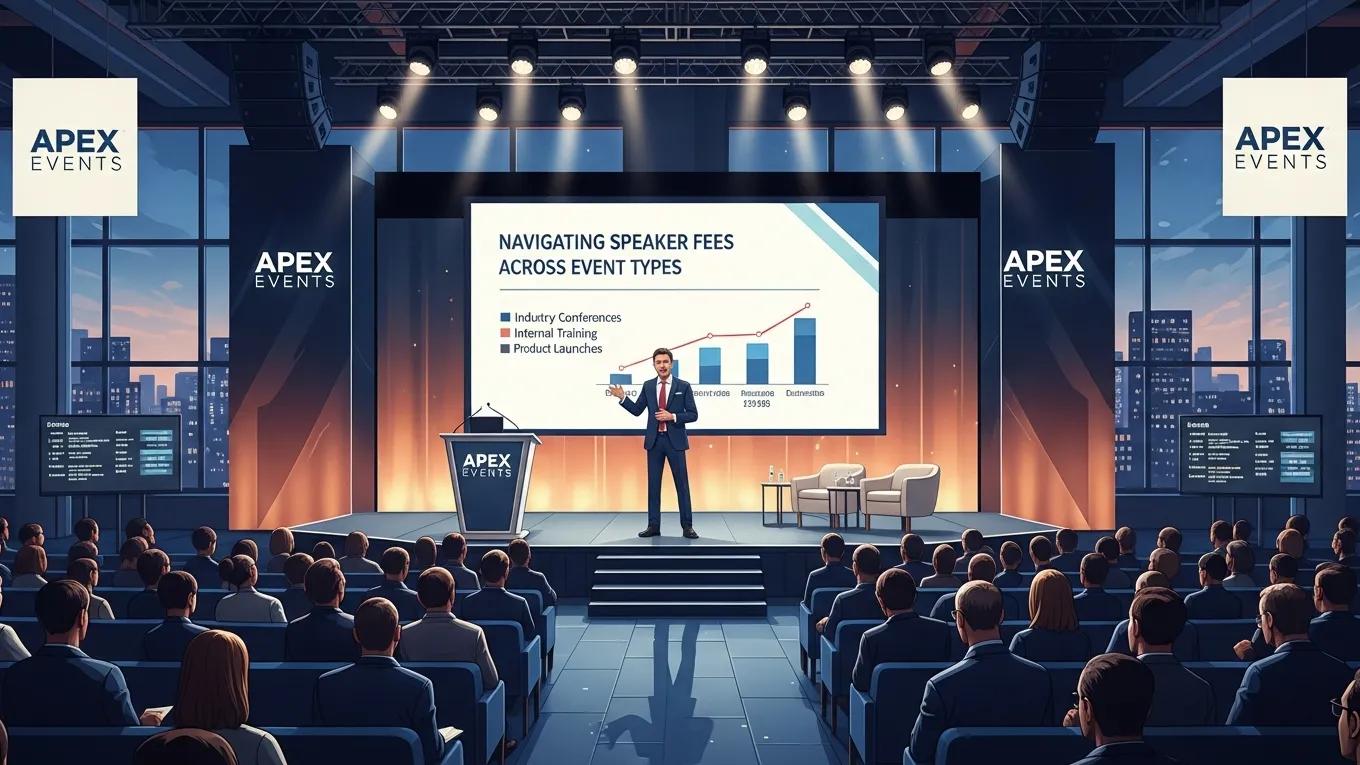 Corporate event with a keynote speaker addressing a large audience