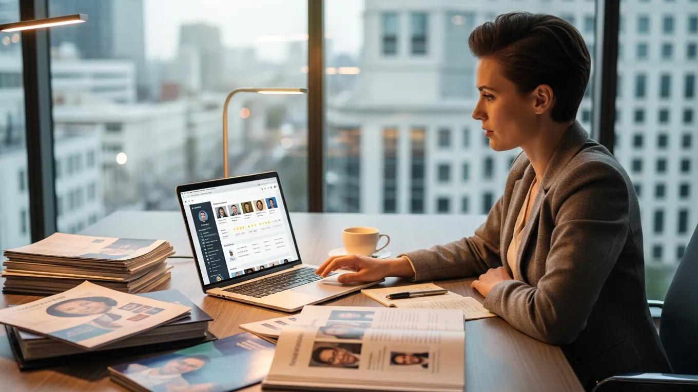 Event planner reviewing speaker options to find the best fit