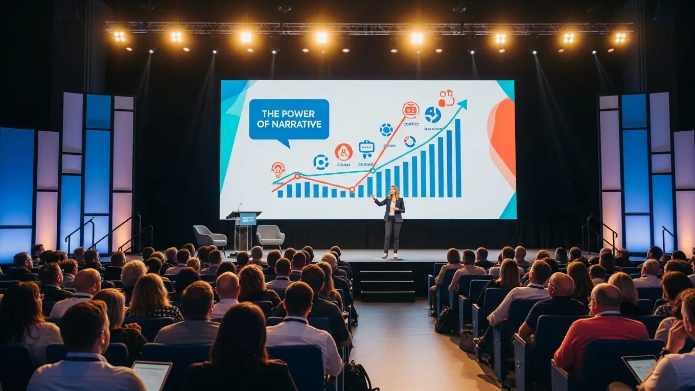 Keynote speaker using storytelling and visuals to engage an audience