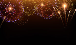 Bursting fireworks against a dark background, symbolizing memorable annual meeting keynotes and impactful strategy execution